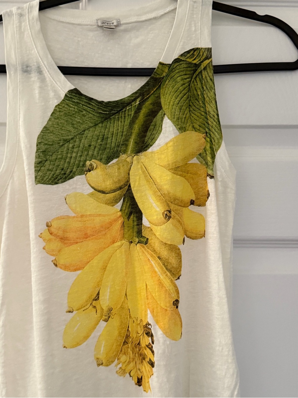 J.Crew White Tank Top with Yellow Banana Blossom Print - Picture 4 of 5